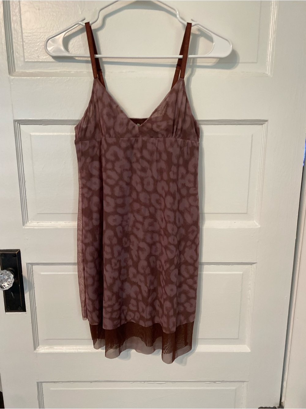 NWOT Anthropologie Clo Intimo Brown & Mauve Leopard Mesh Slip Dress